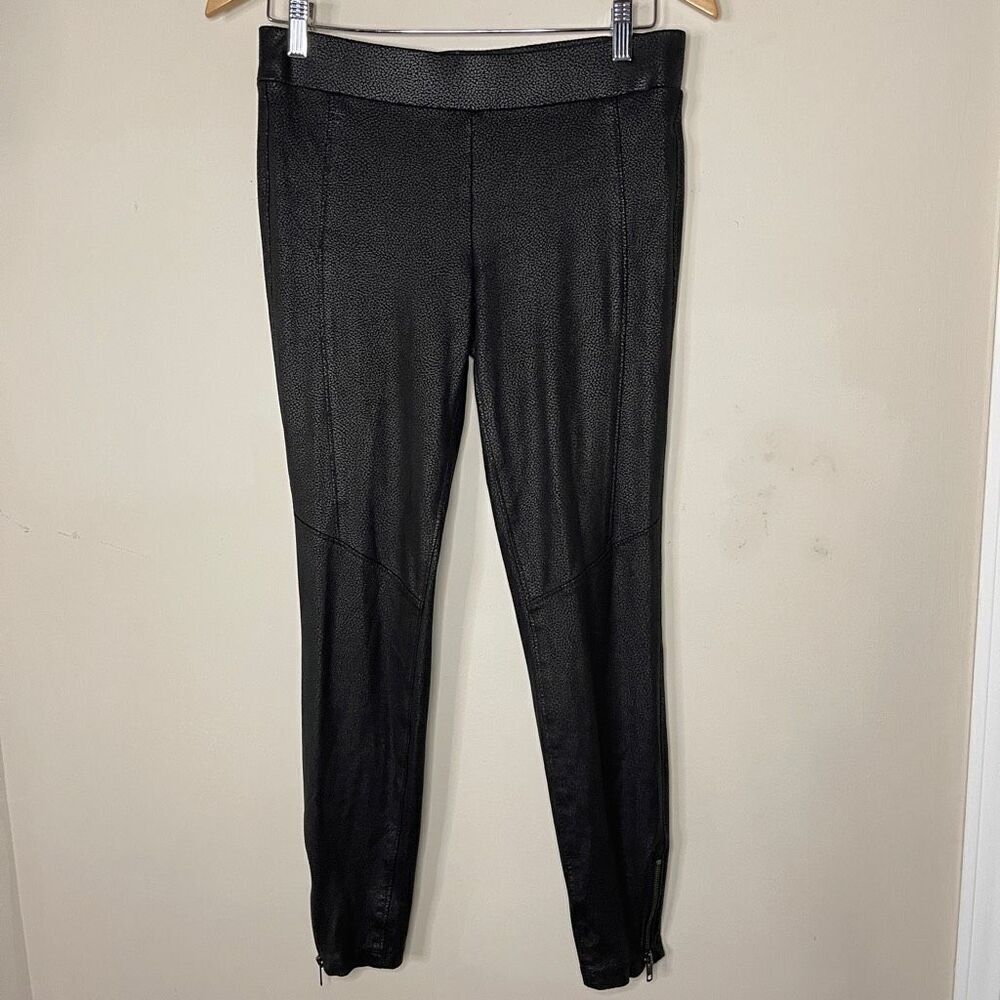 JESSICA SIMPSON Black‎ Faux Leather Leggings Zippered Ankle, Size Small